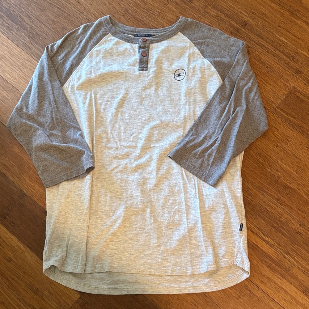 O'Neill Two-Tone Gray Raglan Henley Long Sleeve Shirt